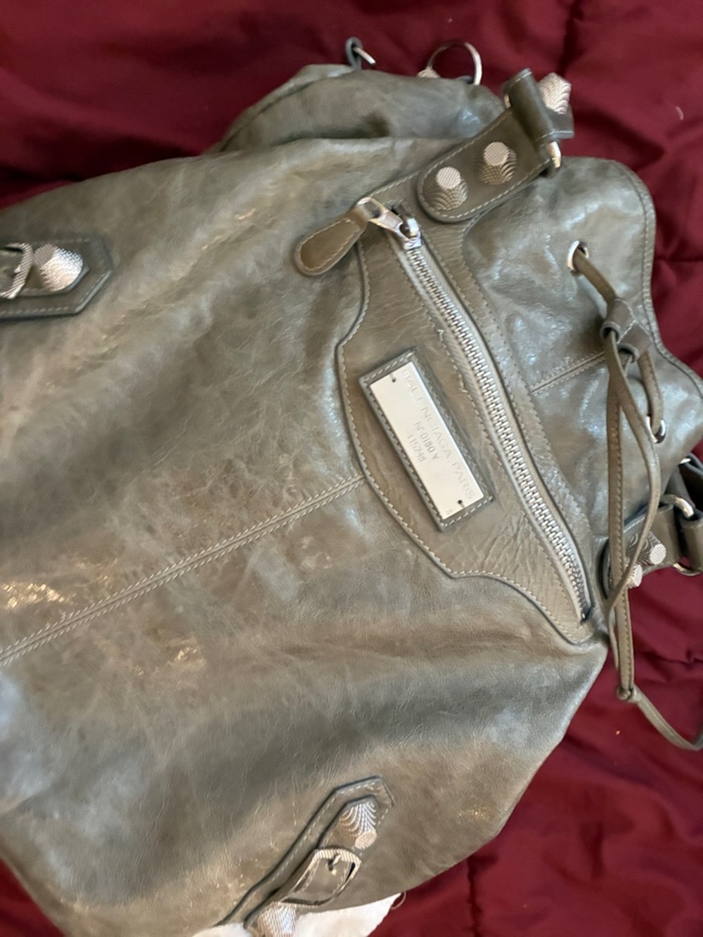 Fashion Brand Company Olive Gray Hobo Bag with Front Zip